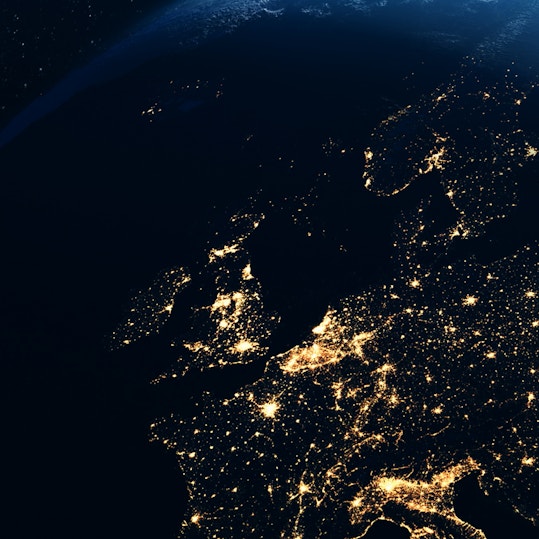 Satellite view of UK and western Europe