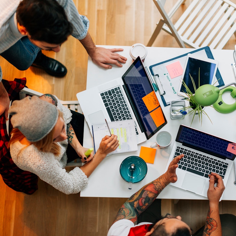 Developers working in their office